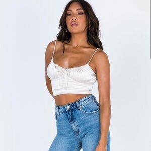 Princess Polly Cream Ruched Camisole
